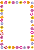 カラフルなパンジーの花の枠（縦）