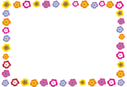 カラフルなパンジーの花の枠（横）