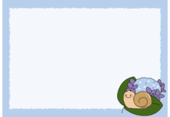 紫陽花に乗ったカタツムリの枠（横）