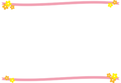 シンプルなリボンと花の枠（横）