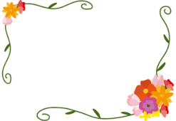 たくさんの種類のお花とツルの枠（横）