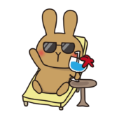 ビーチでバカンスを楽しむうちに日焼けした白いうさぎ