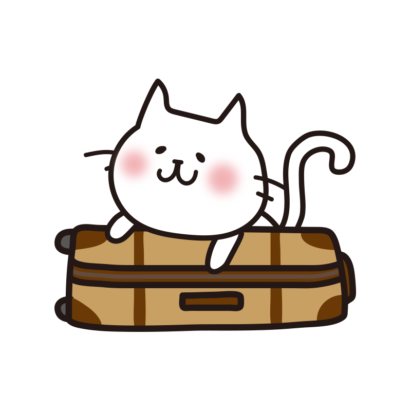 キャリーバッグに乗る白い猫