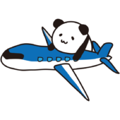 飛行機に乗るパンダ