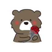 母の日にカーネーションをもらって喜ぶクマ