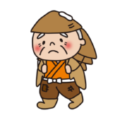 笠が売れずにしょんぼりしているおじいさん