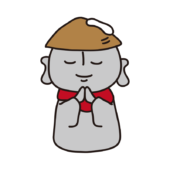 笠に雪が積もっているお地蔵様