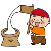 お餅をつく昔話のおじいさん