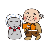 お地蔵様に手拭いをかぶせるおじいさん