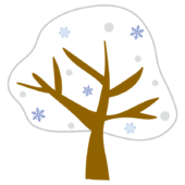 雪が積もった冬の木