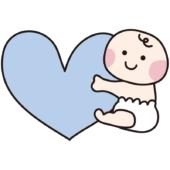 青いハートを持っている赤ちゃん