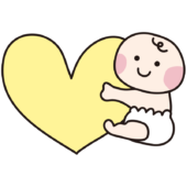 黄色いハートを持っている赤ちゃん