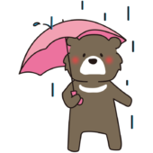 雨の日に傘をさすツキノワグマ