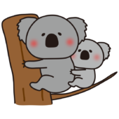 木に座っている親子のコアラ