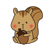 どんぐりを大事に抱えているリス