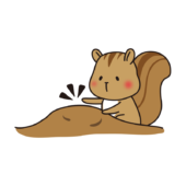 どんぐりを埋めてポンポンするリス