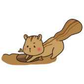 一生懸命穴を掘っているリス