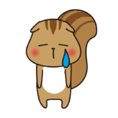 肩を落としてしょんぼり泣いているリス