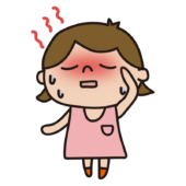 夏の暑さで汗とほてりが出ている子供（女の子）