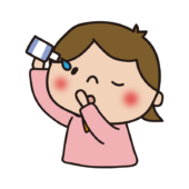 目薬をさす子供（女の子）