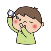 目薬をさす子供（男の子）