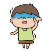 青ざめてふらつきが出ている子供（男の子）
