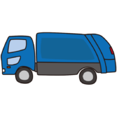 青色のゴミ収集車