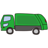 緑色のゴミ収集車