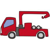 赤色のレッカー車