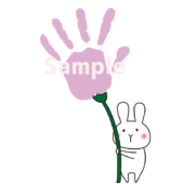 手形アート用　白いうさぎのお花