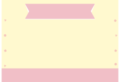 ピンクのリボンと丸三角四角の枠（横）