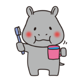 ブクブクうがいをするカバ