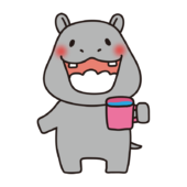 ガラガラうがいをするカバ