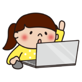 オンライン授業で手をあげる子供（女の子）