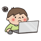 パソコン操作に悩む子供（男の子）