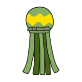 七夕飾り緑色の吹き流し