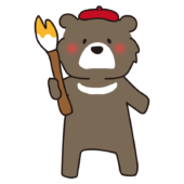 大きな筆で絵を描くクマ