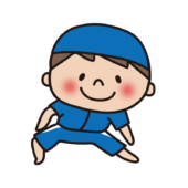 ラッシュガードを着て準備運動をする子供（男の子）