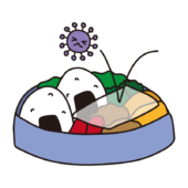 抗菌シートを置いたお弁当（青）