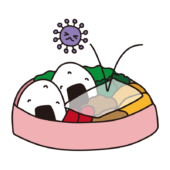 抗菌シートを置いたお弁当（ピンク）