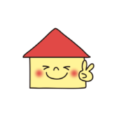 ピースしている笑顔の家