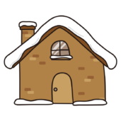 雪が積もったレンガの家