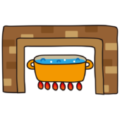 暖炉で沸かしているお湯