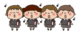 卒業式でみんなで並んで歌う子供たち