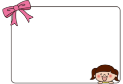 大きなリボンの付いた女の子の枠2（横）