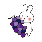 大きな葡萄を持っている白いうさぎ