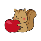 大きなリンゴを持っているリス