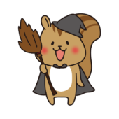 ハロウィンで魔女の仮装をするリス