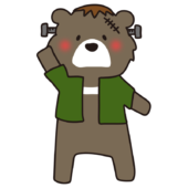 ハロウィンでフランケンシュタインの仮装をするクマ