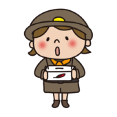 探検隊の格好をして募金活動をする子供（女の子1）